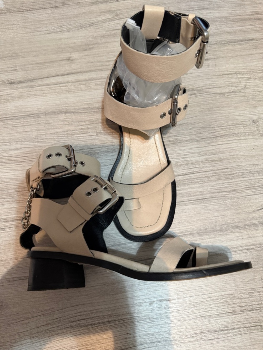 Topshop Black and Cream Two-Tone Strappy Sandals